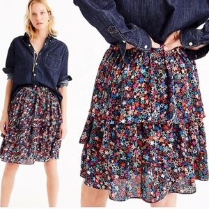J Crew Tiered Skirt Kaleidoscope Star Print 4 NWT
